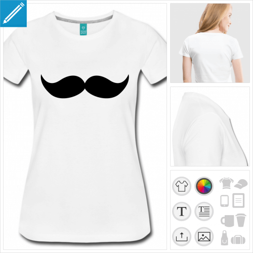 T-shirt moustache indienne à personnaliser et imprimer en ligne.