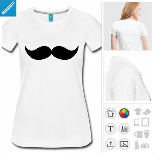 T-shirt moustache indienne  personnaliser et imprimer en ligne.