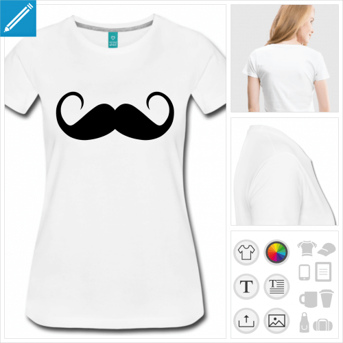 t-shirt manches courtes moustache personnalisable