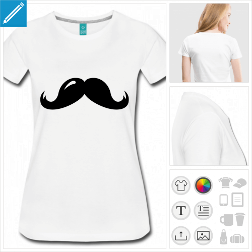 t-shirt manches courtes moustache humour à imprimer en ligne