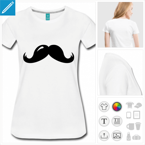 t-shirt manches courtes moustache humour  imprimer en ligne