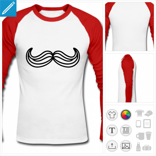 t-shirt homme moustache traits  crer soi-mme