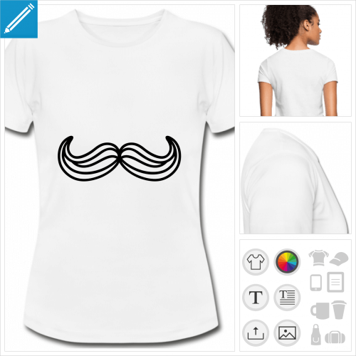 t-shirt femme moustache rigolote à créer soi-même