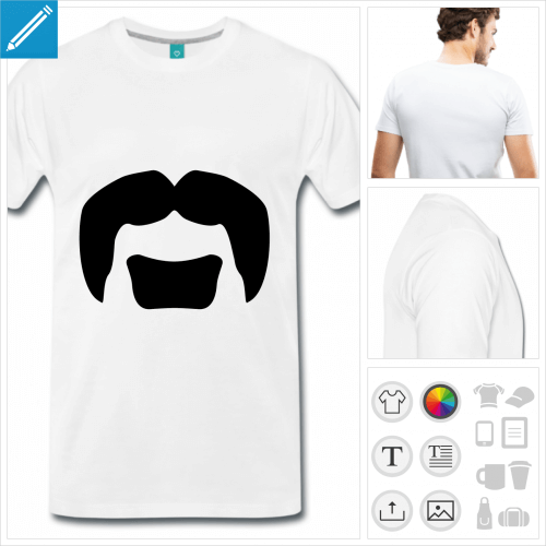 t-shirt homme moustache rigolote à personnaliser en ligne