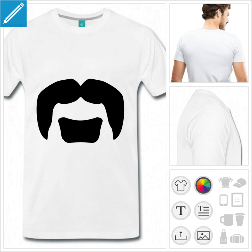 t-shirt homme moustache rigolote  personnaliser en ligne