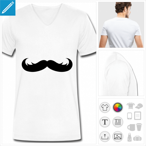 t-shirt homme moustache pics personnalisable