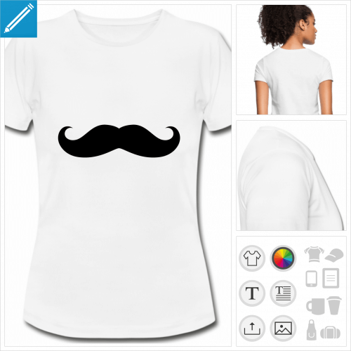 t-shirt blanc moustache à créer soi-même