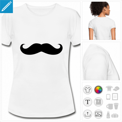 t-shirt blanc moustache  crer soi-mme