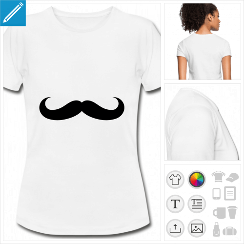 t-shirt femme moustache large  personnaliser et imprimer en ligne