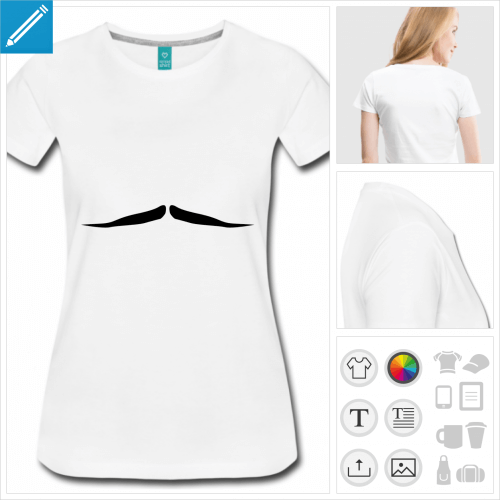 t-shirt simple moustache  personnaliser, impression unique