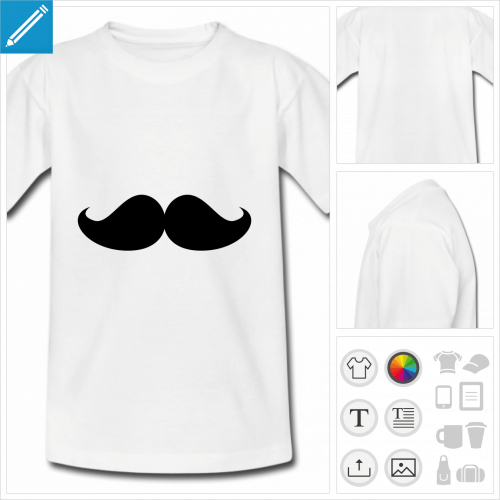 t-shirt enfant moustache hipster à personnaliser en ligne