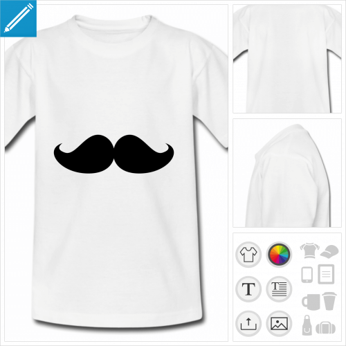 t-shirt enfant moustache hipster  personnaliser en ligne