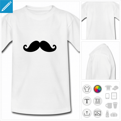 t-shirt simple moustache hipster à personnaliser en ligne
