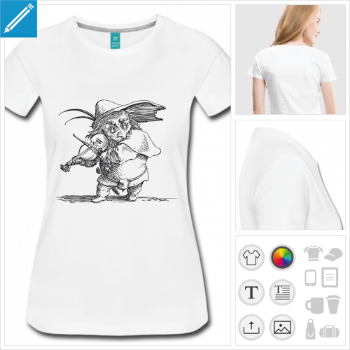 t-shirt pour femme violoniste  personnaliser et imprimer en ligne