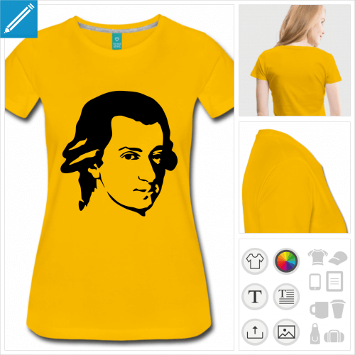 t-shirt pour femme mozart  personnaliser et imprimer en ligne