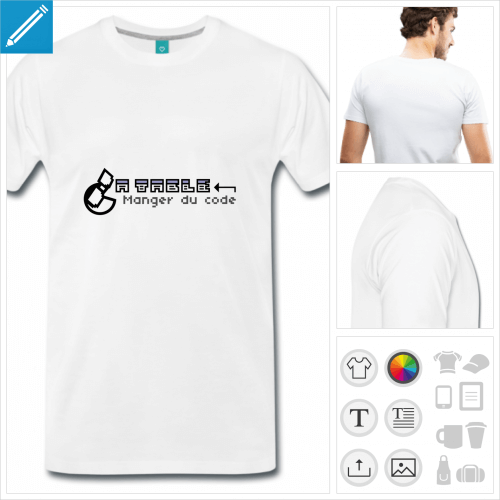 T-shirt mysql, manger du code et tables mysql  personnaliser en ligne.