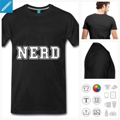 T-shirt nerd, nerd écrit en majuscules en typo sport, à imprimer en ligne.
