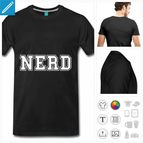 T-shirt nerd, nerd crit en majuscules en typo sport,  imprimer en ligne.