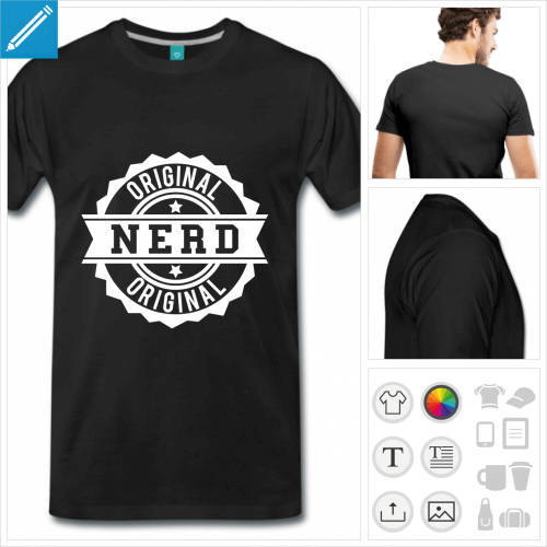 T-shirt nerd, tampon nerd original une couleur à imprimer en ligne.