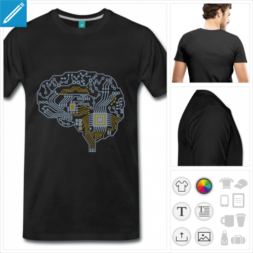 t-shirt basique cerveau  personnaliser