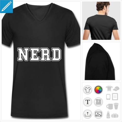 t-shirt manches courtes nerd  imprimer en ligne