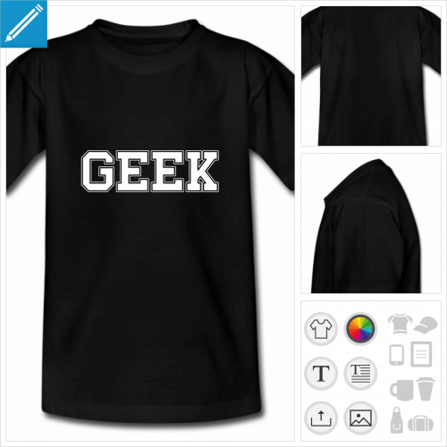 t-shirt manches courtes nerd  personnaliser, impression unique