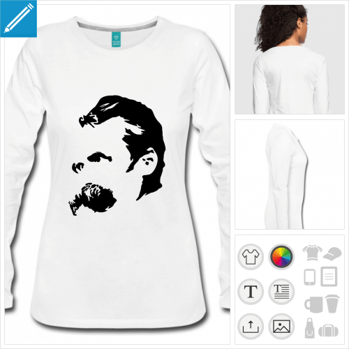 t-shirt manches longues Friedrich Nietzsche  crer soi-mme