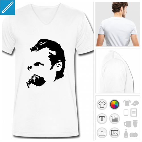 t-shirt homme Nietzsche personnalisable, impression à l'unité