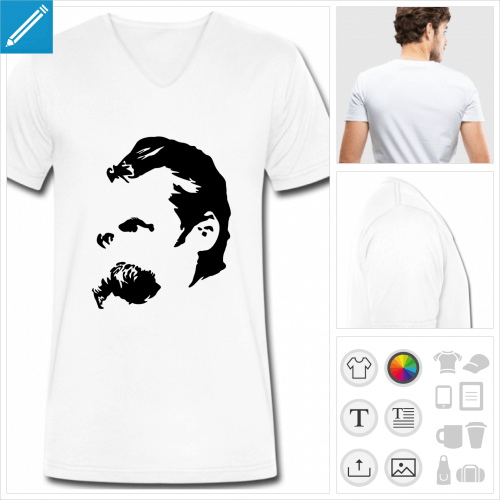 t-shirt homme Nietzsche personnalisable, impression  l'unit