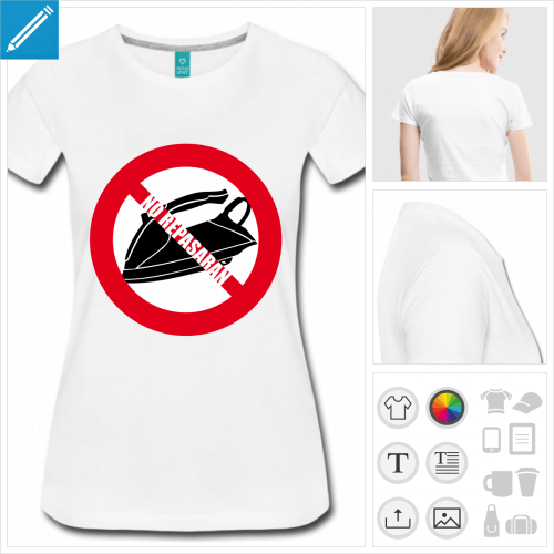 T-shirt no repassage, no repasaran, blague et panneau d'interdiction  imprimer en ligne.