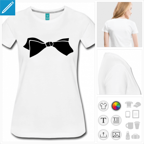 t-shirt simple noeud papillon personnalisable, impression  l'unit