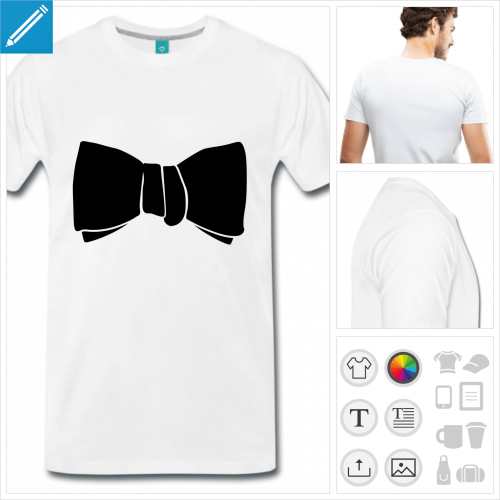 T-shirt noeud papillon uni simple  imprimer en ligne, faux noeud papillon personnalisable