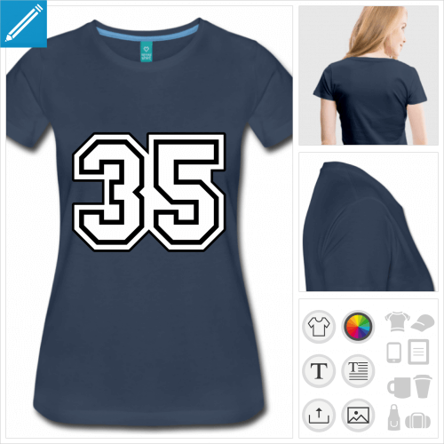 t-shirt femme Numro 35 personnalisable, impression  l'unit