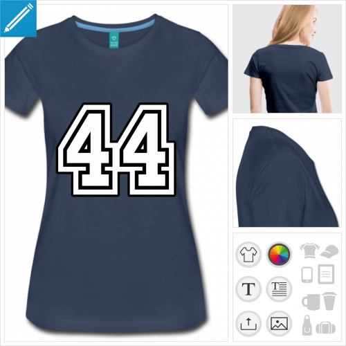 t-shirt bleu marine Numro 44  imprimer en ligne