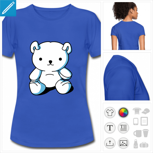 t-shirt bleu roi kawaii  crer en ligne