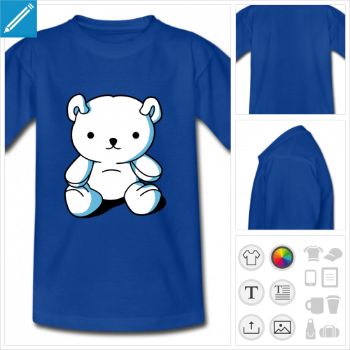 t-shirt bleu marine kawaii  personnaliser, impression unique