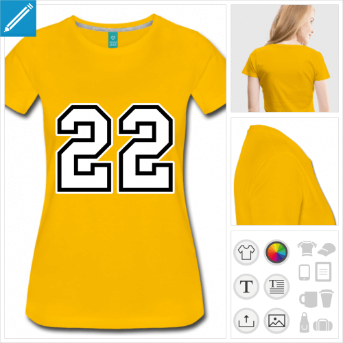 t-shirt Numro 22  personnaliser en ligne