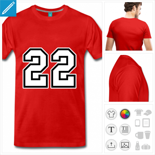 T-shirt numro 22  personnaliser en ligne.