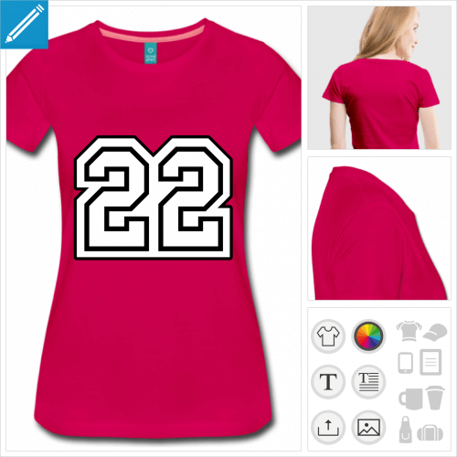 t-shirt rose 22  imprimer en ligne