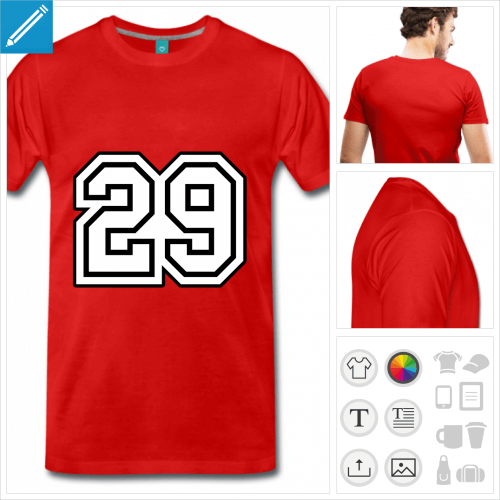 T-shirt numro 29 opaque  personnaliser en ligne.