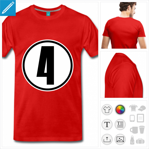 T-shirt numéro 4 à personnaliser en ligne.