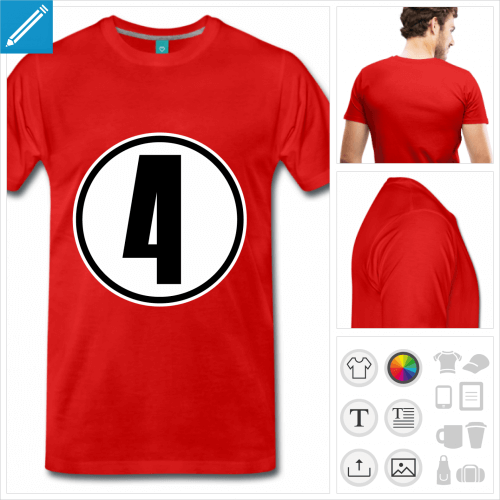 T-shirt numro 4  personnaliser en ligne.