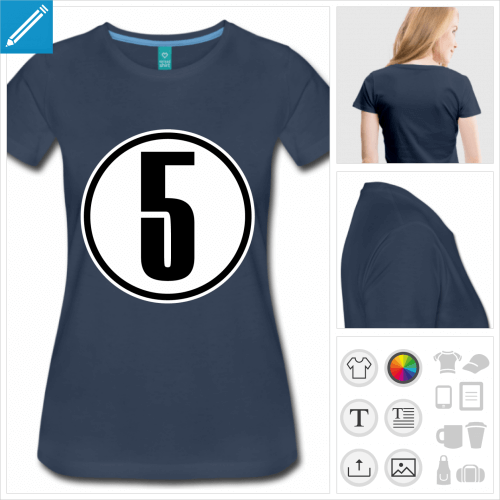 t-shirt manches courtes Numro 5  personnaliser en ligne