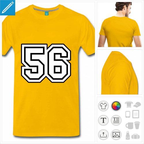 T-shirt numro 56 deux couleurs  personnalsier et imprimer en igne.