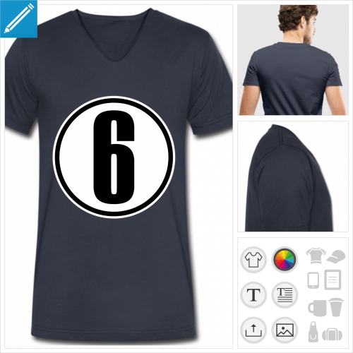 t-shirt bleu marine Numéro 6 à imprimer en ligne