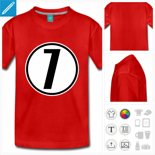 t-shirt pour adolescent Numéro 7 à imprimer en ligne