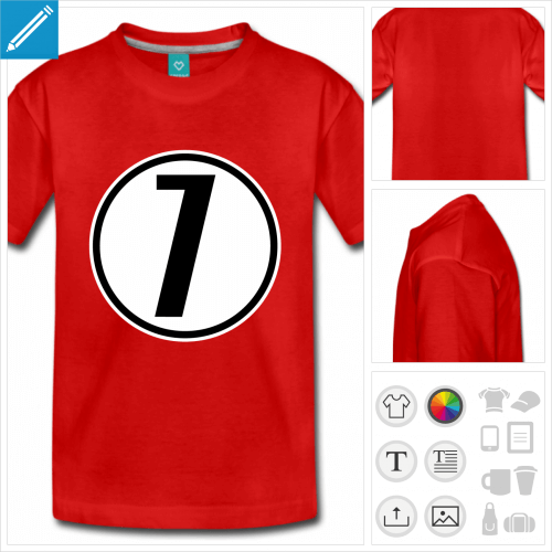 t-shirt pour adolescent Numro 7  imprimer en ligne