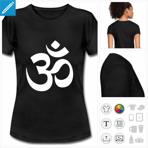 t-shirt blanc simple om hindou à personnaliser