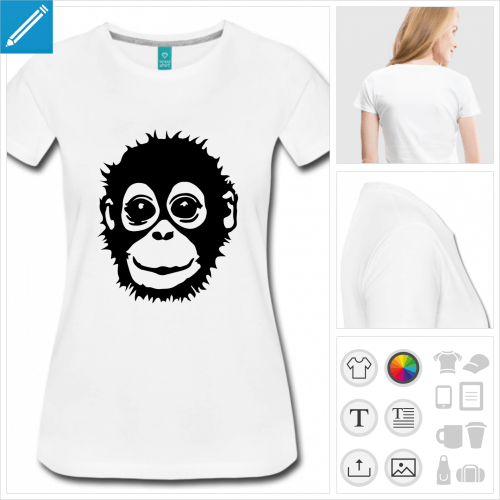 t-shirt manches courtes bb singe  personnaliser