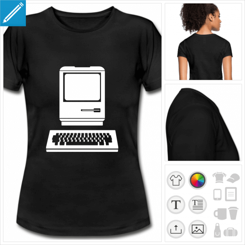 t-shirt manches courtes informatique personnalisable, impression  l'unit